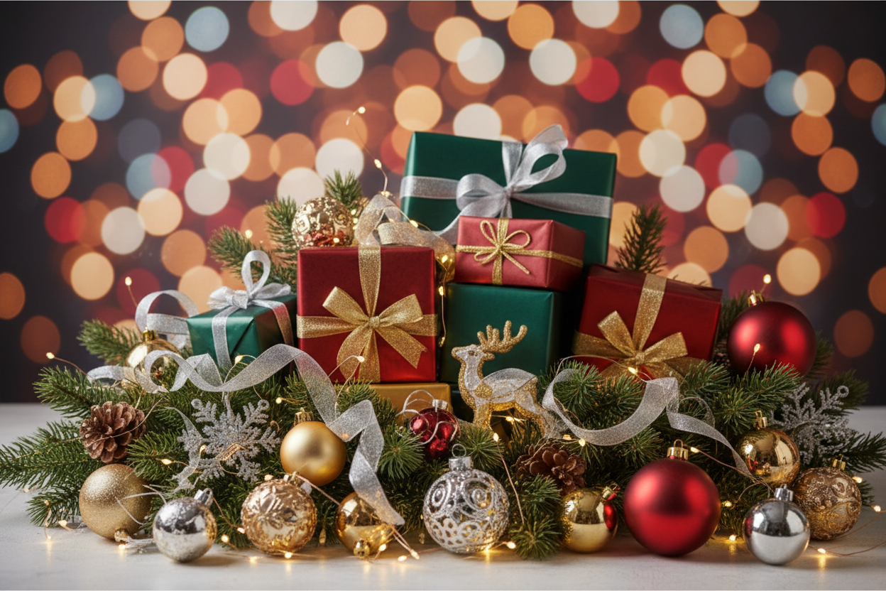 без текста, без кнопок, изображение для банера интернет магазина, в новогоднем стиле